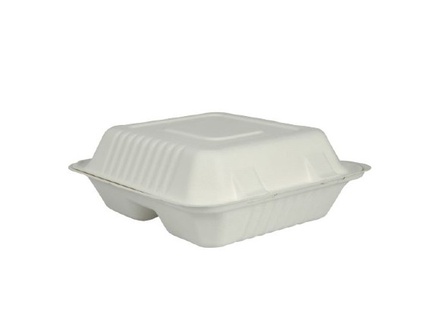 KUTIJA ZA DOSTAVU OD ŠEĆERNE TRSKE KVADRATNA/2 pregrade - 223x201x78mm (4x50kom) - EKO