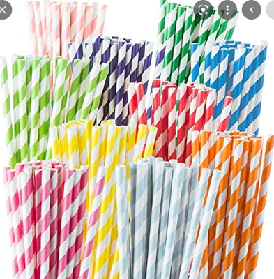 SLAMKE PAPIRNATE - MIX (crvene, plave i žute s bijelim prugama)  fi 6 mm/195 mm (1x25 kom) - EKO