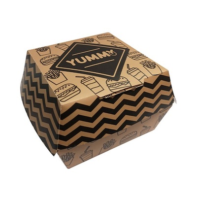 KUTIJA ZA HAMBURGER "YUMMY" smeđe/crna 130x130x70cm (6x100 kom)