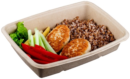 POSUDA OD ŠEĆERNE TRSKE PRAVOKUTNA  600 ml (4x75kom) - EKO